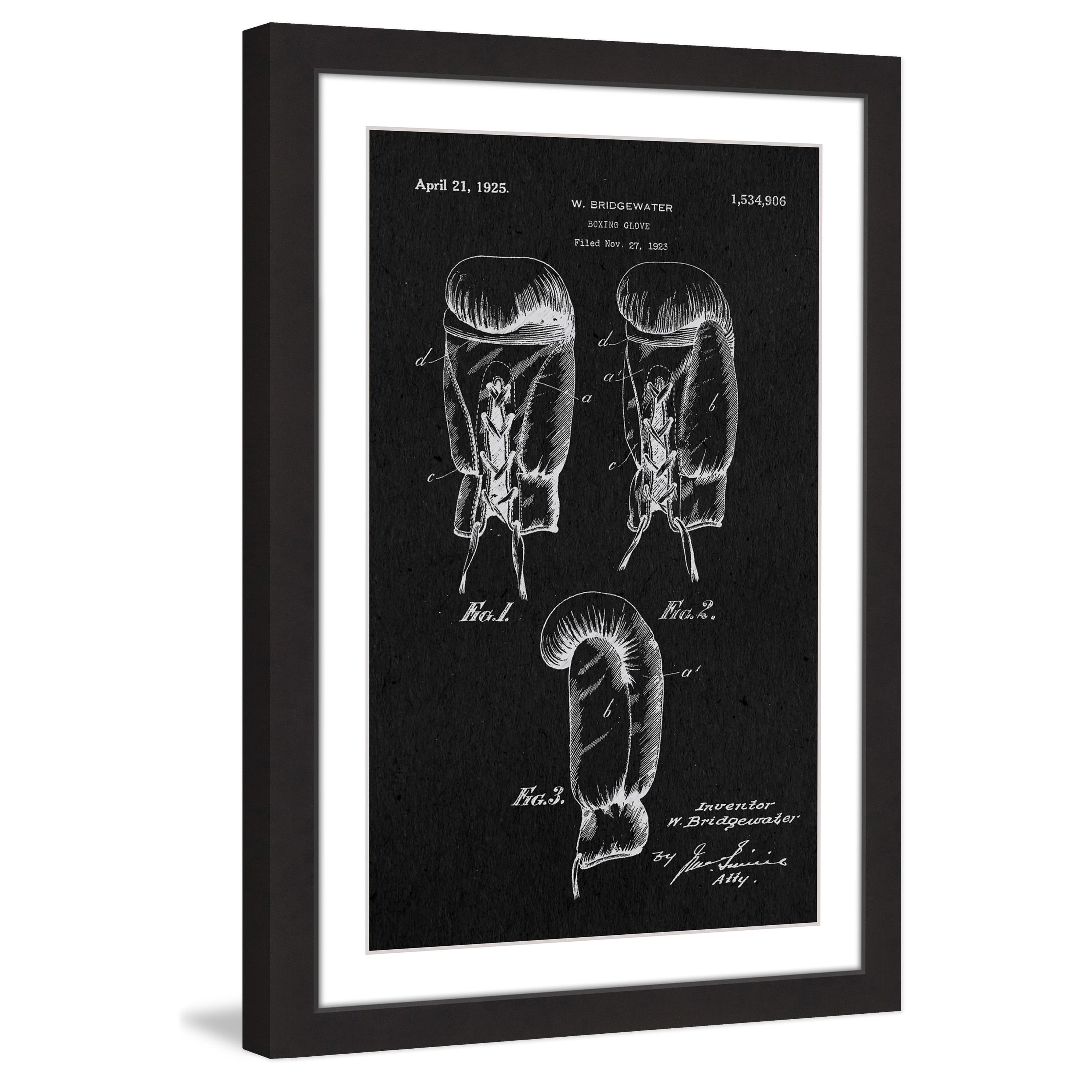 "Boxing Gloves 1923 Black Paper" Framed Painting Print
