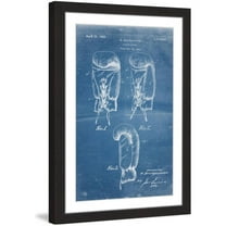 "Boxing Gloves 1923 Blueprint" Framed Painting Print