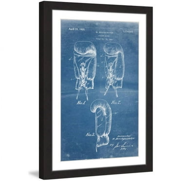 "Boxing Gloves 1923 Blueprint" Framed Painting Print