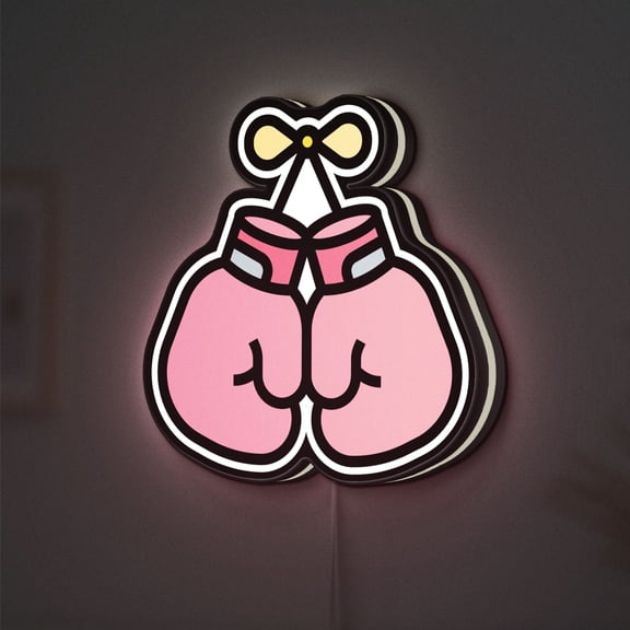 Boxing Gloves 3D Novelty Light Box for Fighters and Sports Decor, Boxing Equipment Themed Lamp for Gym, Combat and Athletic Spaces (Width 12 inch, 30cm)