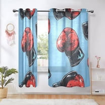 Boxing Gloves Blackout Curtains 63 inch Length 2 Panels Window Decoration Curtains for Bedroom Living Room