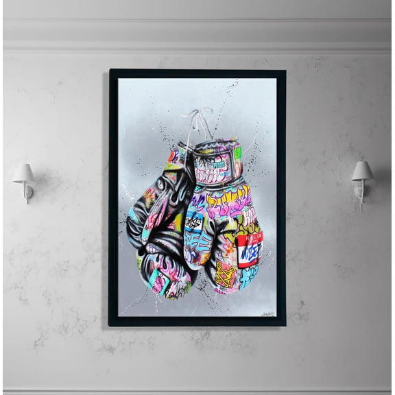 Boxing Gloves Graffiti Wall Art, Boxing Gloves Poster, Graffiti Urban Street Art, Art, Graffiti postered, Kidsroom decor Unframed Paper Print