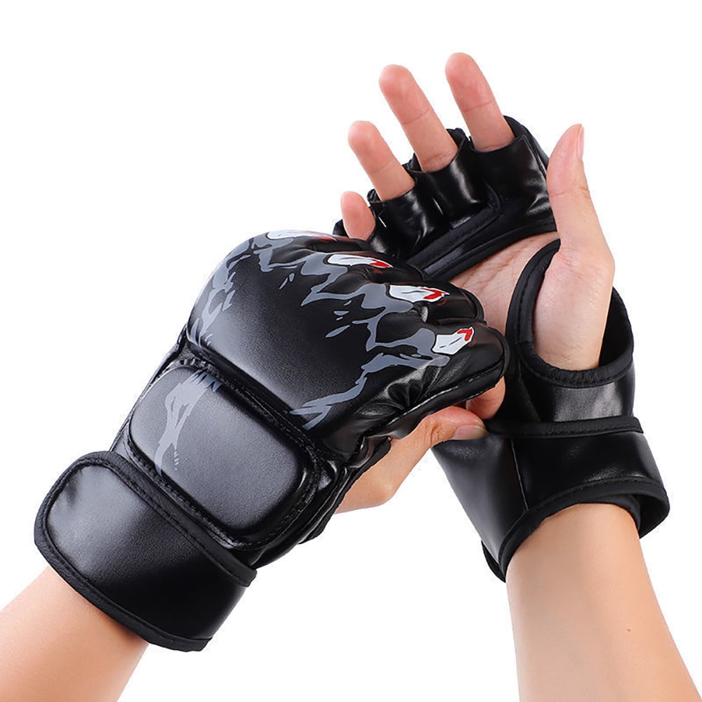 Boxing Gloves, Half Finger Kickboxing Training Gloves,Grappling Gloves,Punching Bag Mitts, Fight