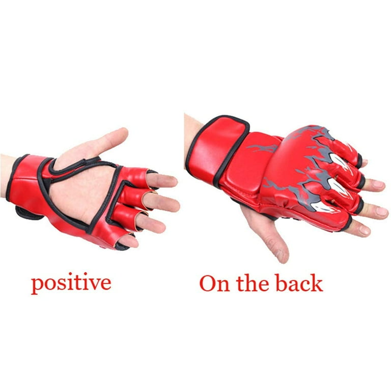 Boxing Gloves Men, Half-Finger Boxing Fight Gloves MMA Mitts with