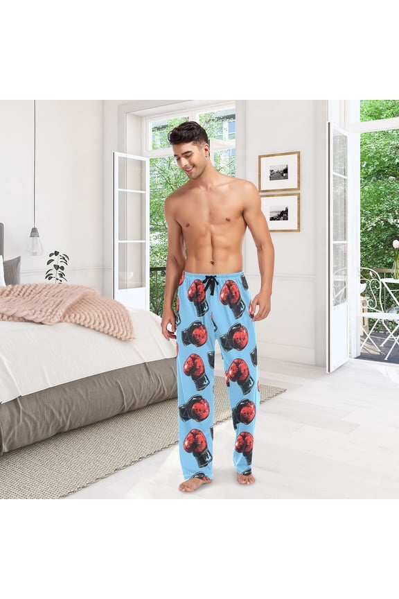 Boxing Gloves Mens Pajama Pants Cotton Elastic Waistband Lounge Sleep Pajama Bottoms Pj with Pocket