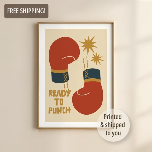 Boxing Gloves Motivational Poster, Office Decor Print, Leadership Gift, Printed Fight For Goals Quote Art , Poster Print Only