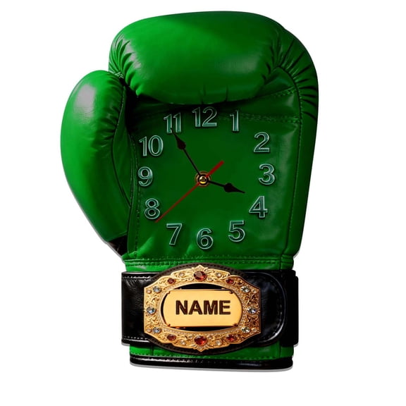 Boxing Gloves Themed 2D Acrylic Wall Clock, Flat Printing Sports Decoration Wall Art, Acrylic Modern Home Decor Clock, for Bedroom Living Room Gym Man Cave, Themed Flat Wall Decor, Green