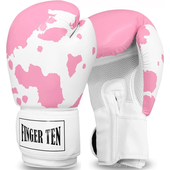 Boxing Gloves Women Punching Sparring Kickboxing MMA Training Heavy Bag Glove Black Leather 8 10 12 14 16 oz for Womens