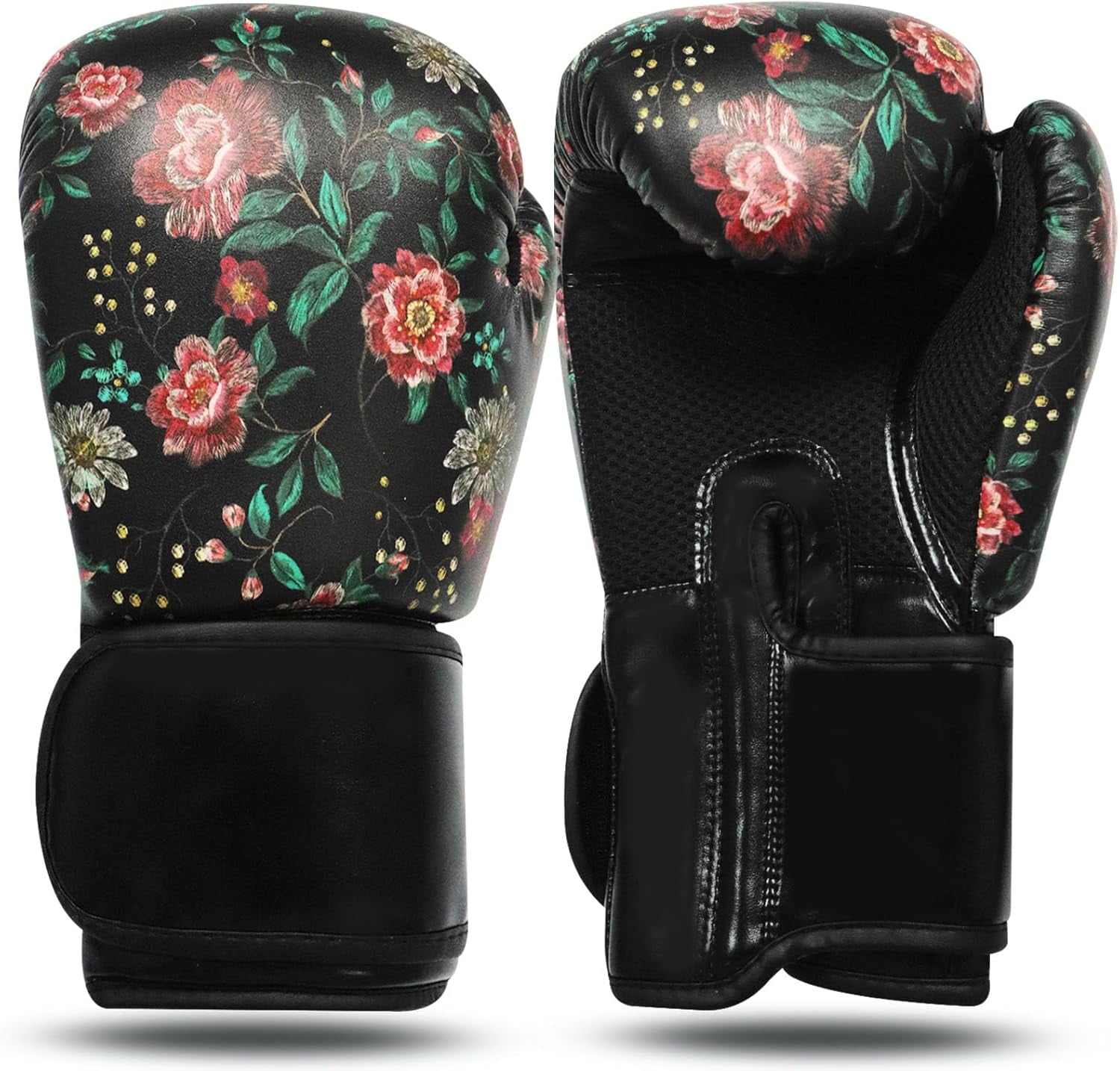 Boxing Gloves Women Punching Sparring Kickboxing MMA Training Heavy Bag Glove Black Leather 8 10 12 14 16 oz for Womens