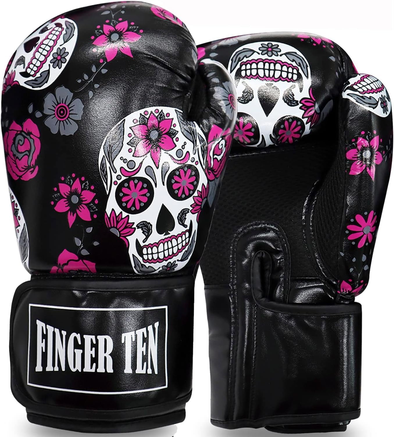 Boxing Gloves Women Punching Sparring Kickboxing MMA Training Heavy Bag Glove Black Leather 8 10 12 14 16 oz for Womens