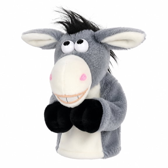 Boxing Hand Puppet Plush with Sound, Interactive Animal Plush Toy for Family Interaction, Ideal for Halloween, Christmas (Donkey 9.8x4.3")