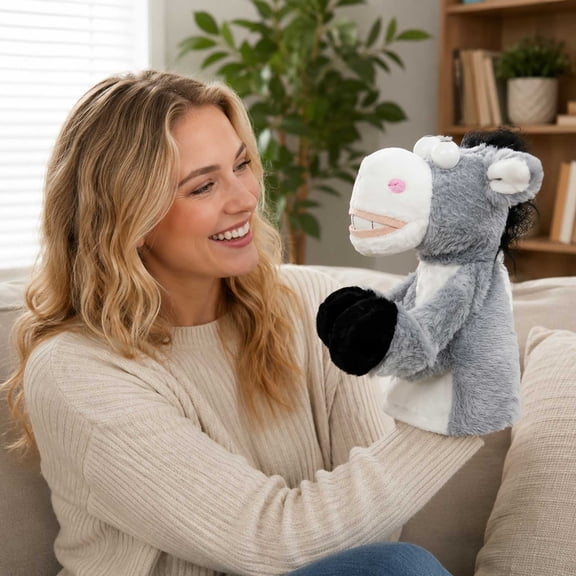 Boxing Hand Puppet Toy, Plush Animal Punching Puppet With Sound, Interactive Role Play Hand Puppet, Dinosaur Monkey Donkey Tiger Shark Stuffed Hand Toy