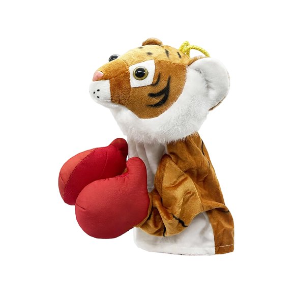 Boxing Hand Puppet with Sound Effects, Kung Fu Animal Plush Hand Puppet Toy, Interactive Punching Puppet for Kids Family Play, Batteries Included