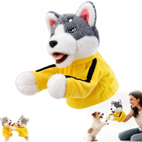 Boxing Hand Puppet with Sound Effects, Kung Fu Animal Plush Hand Puppet Toy, Interactive Punching Puppet for Kids Family Play, Batteries Included