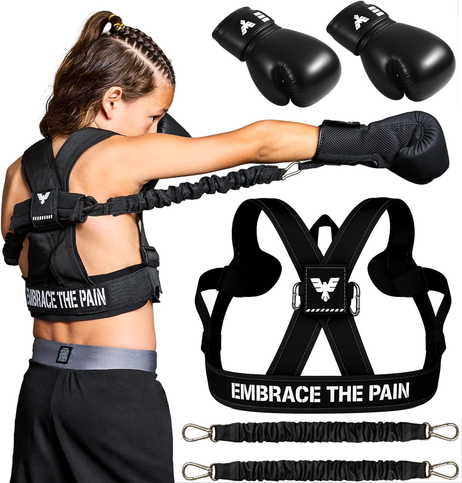 Boxing Harness with 6oz Gloves - Adjustable Resistance Bands (3 Levels ...
