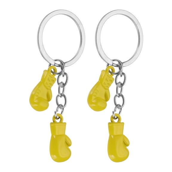 Boxing Keychain, Mini Cute Boxing Gloves Key Chain Sport Pendant Key Rings Bag Backpack Decor Yellow