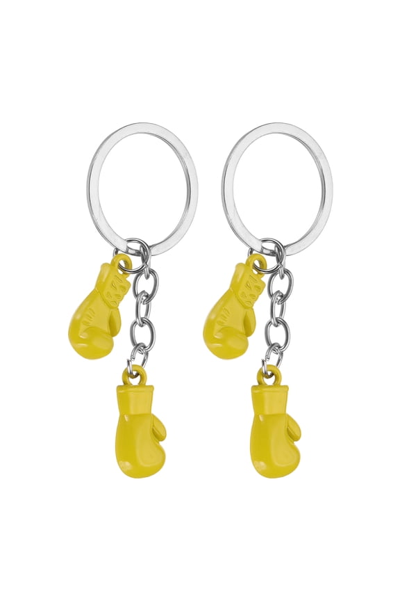 Boxing Keychain, Mini Cute Boxing Gloves Key Chain Sport Pendant Key Rings Bag Backpack Decor Yellow