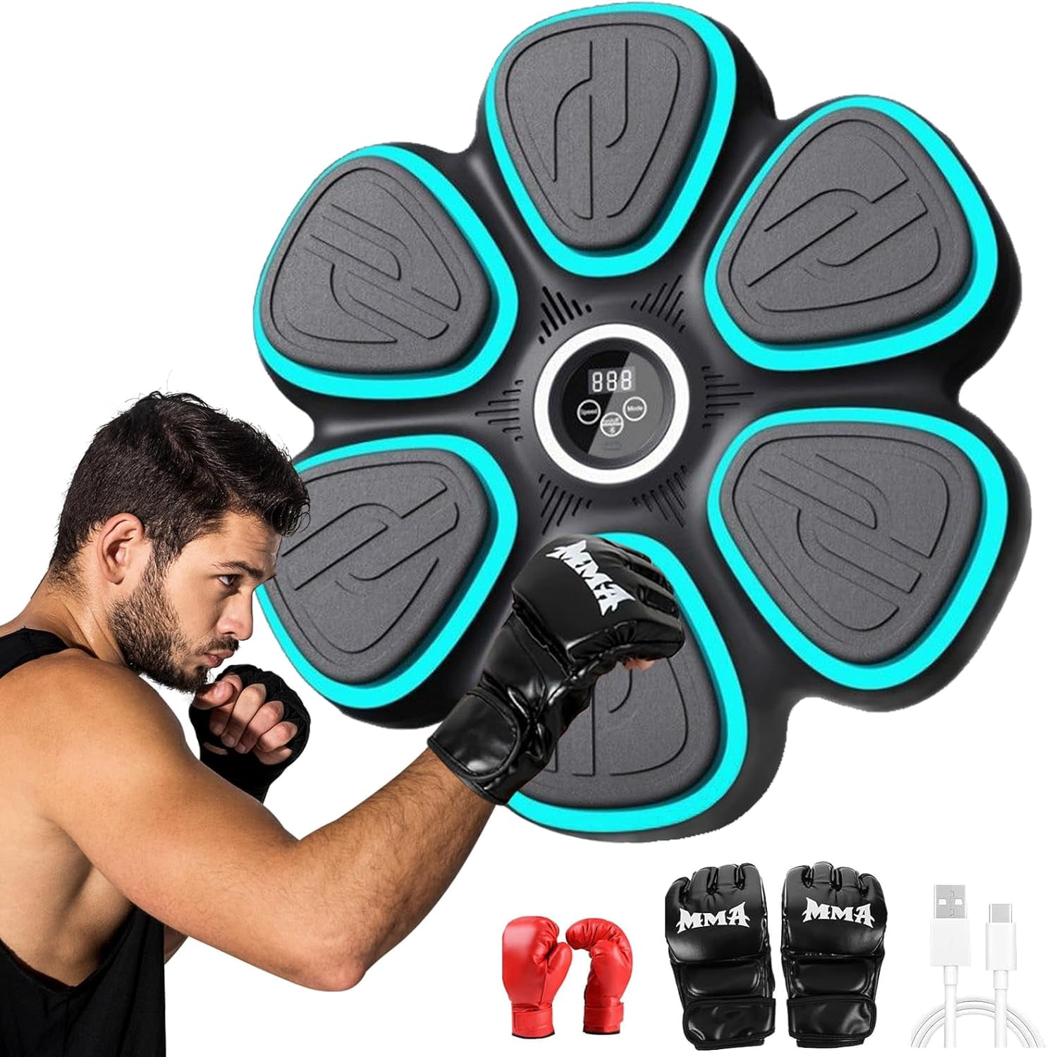 Boxing Machine, Interactive Punching Trainer with Boxing Gloves, Wall ...