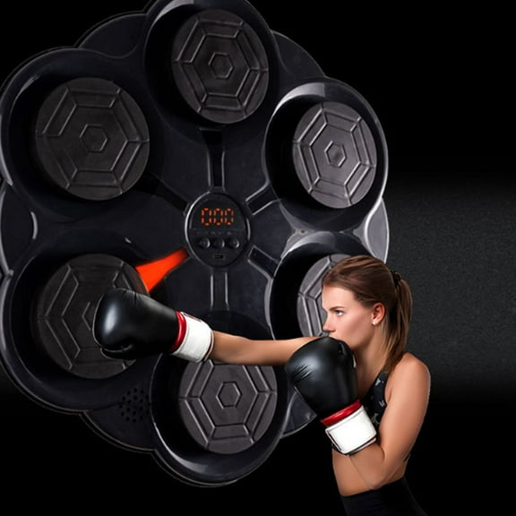 Boxing Machine Rechargeable Smart Music Boxing Trainer with Bluetooth Gloves for Home Workouts Adults Kids(Black,1Pcs) NCHKUN