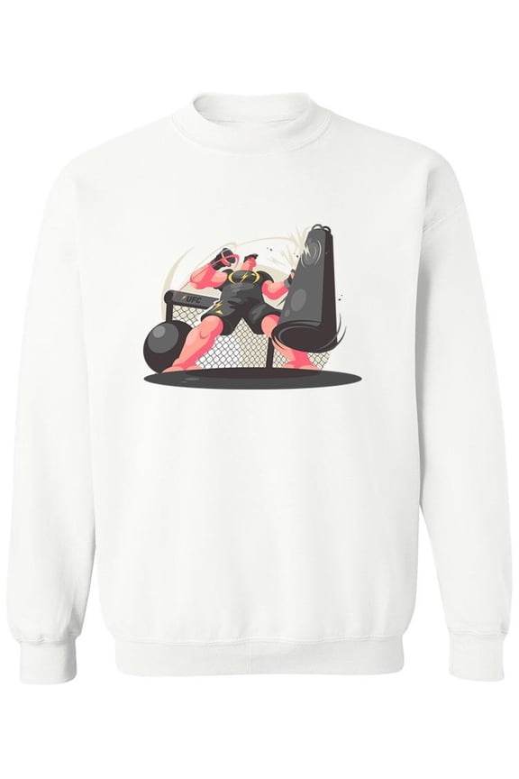 Boxing Man Design Sweatshirt Men -Image by Shutterstock, Male 4X-Large