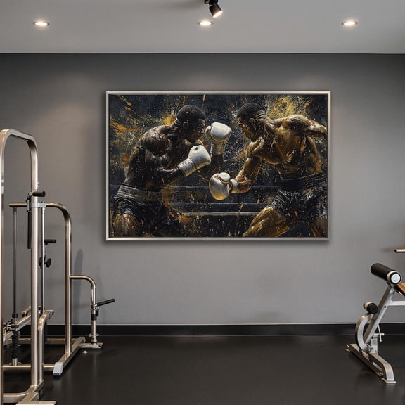 Boxing Match Art Modern Sports Gym Decor Style Three, Unframed Paper Print
