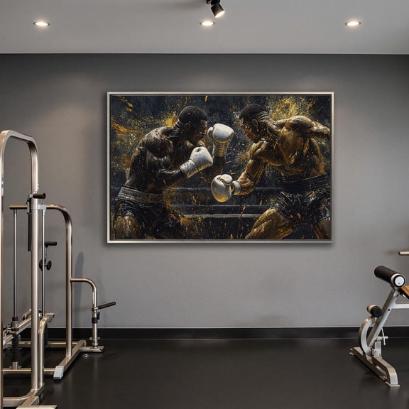 Boxing Match Art, Modern Sports Gym Decor Unframed Paper Print