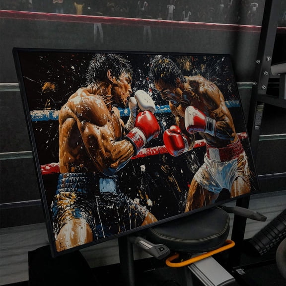Boxing Match Dynamic Fighters Man Cave Sports Home Gym Sports Room Decor Wall Decor Unframed Paper Print