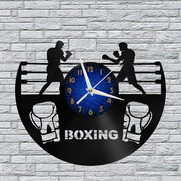 Boxing Match Vinyl Wall Clock, Vinyl Record Clock Wall Art Silent & Non-ticking(12 inchs B)