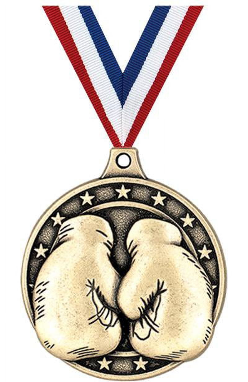 Boxing Medals, 2" Gold Diecast Boxing Medal Award 5 Pack