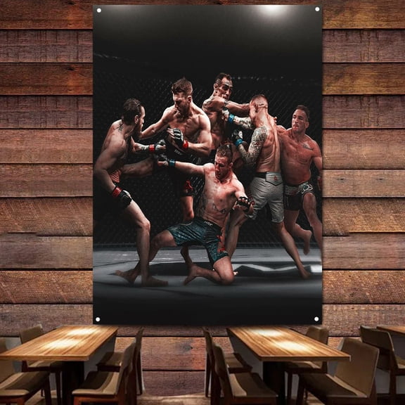 Boxing Muay Thai Art Poster Print on Wall Flag Tapestry, Combat Wall Art Poster Gym Fighting Hall Decoration Painting Wall Chart 38" x 57"