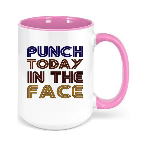 Boxing Mug, Punch Today In The Face, Inspirational Mugs, Inspire Coffee Mug, Kickboxing Mug, Fitness Cup, Gym Mugs, Sublimated Mugs, Boxing, PINK