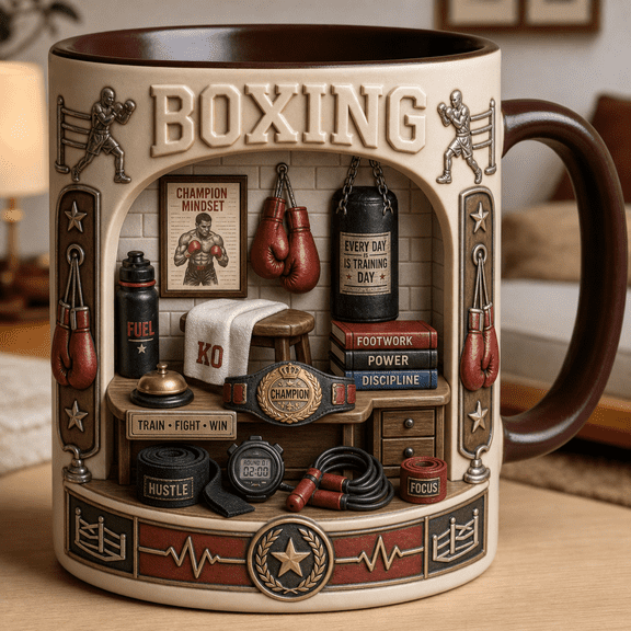 Boxing Mug Training Motivational Coffee Cup for Boxer Gift or Gym Desk Use