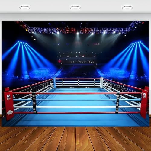 Boxing Party Decorations Backdrop, for Boys Birthday Party Dorm Decoration Men Wrestling Arenaage Lights Fabric Banner Wall Decor Props custom
