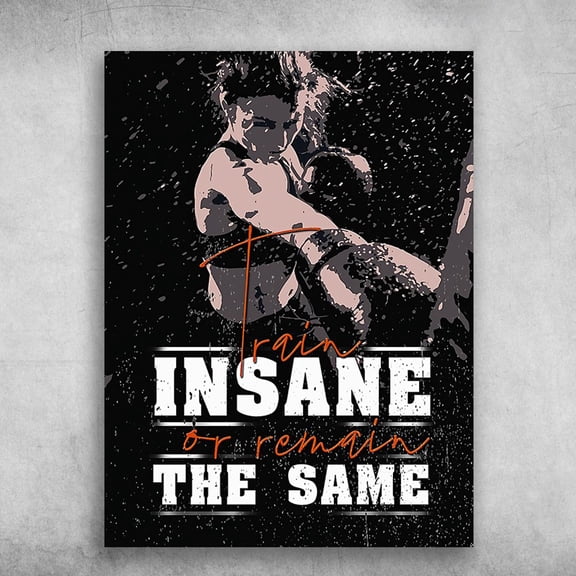 Boxing Poster, Boxing Room, Girl Boxing - Train Insane, Or Remain The Same 11 x 17 Inch Poster