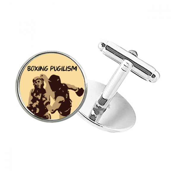 Boxing Pugilism Fist Round Button Cuff Clip Stud Cufflinks