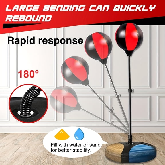 Boxing Punching Ball Set, Adjustable Height Punching Ball Bag Speed Boxing Sports Set Fighting Game With Gloves Strong Spring Withstands Tough Hits