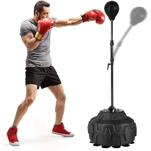 Boxing Reflex Bag,Punch Ball Stand Box Trainer,55.9-71.6-Inches Height Adjustable Boxing Equipment-Fast Bounceback to Increase Speed, Reflexes, and Stamina for Home Gym, Fast Reflex Training