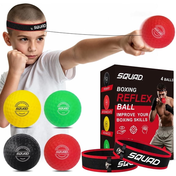 Boxing Reflex Ball Set - 4-Level Reaction Balls + Adjustable Headband - Train Speed, Timing & Hand-Eye Coordination - Safe Fun for Kids & Adults - Boxing/MMA/Krav MAGA Home Workout Gift