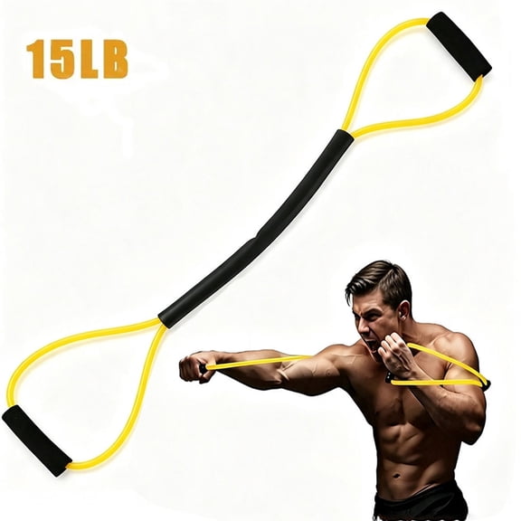 Boxing Resistance Bands,Figure 8 Resistance Band with Handles,8 Shaped Fitness Band for Arms,Shoulder,Leg Stretching(Yellow,15 lbs)