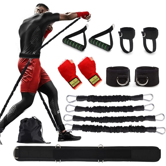 Boxing Resistance Bands MMA Boxing Training Equipment Gear with Handles/Ankle Cuff/Belt for Men,Shadow Boxing Accessories for Kicks Full Body Fitness Exercise Workout to Enhance