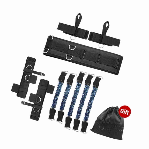 Boxing Resistance Bands Set Speed Agility Trainer System for Muay Thai Combat Conditioning (Blue 150 lbs)