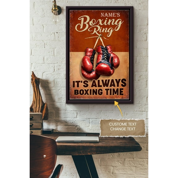 Boxing Ring Personalized Poster Decor Wall Art Gift For Gymer Weightlifter Boxer Framed 16 x 24 Inch Poster