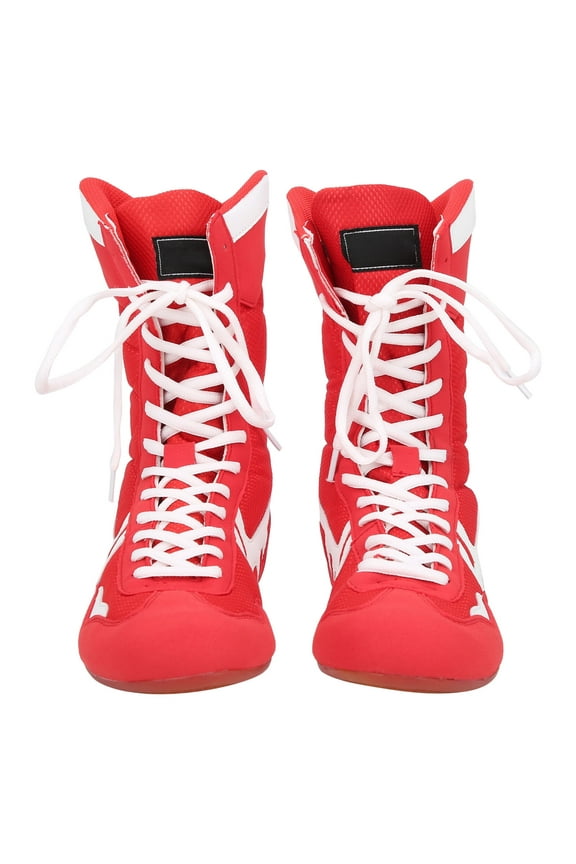 Boxing Shoes, Wear-resistant Training Shoes, Imitation Fur For Boxing Taekwondo Red