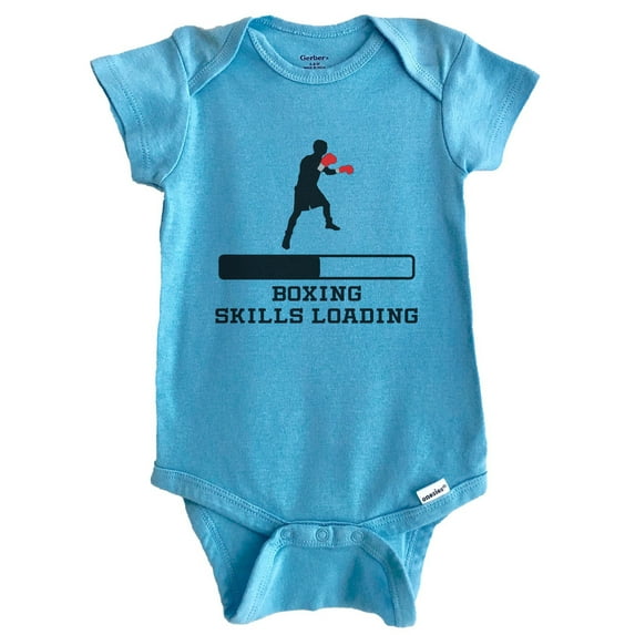 Boxing Skills Loading Funny Sports Humor Baby Bodysuit (Blue), 0-3 Months