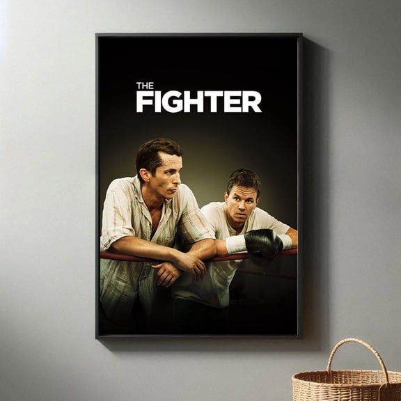 Boxing Sports Drama The Fighter Ring Silhouette Minimalist Black and White Mid-Century Modern Wall Art, Unframed Poster