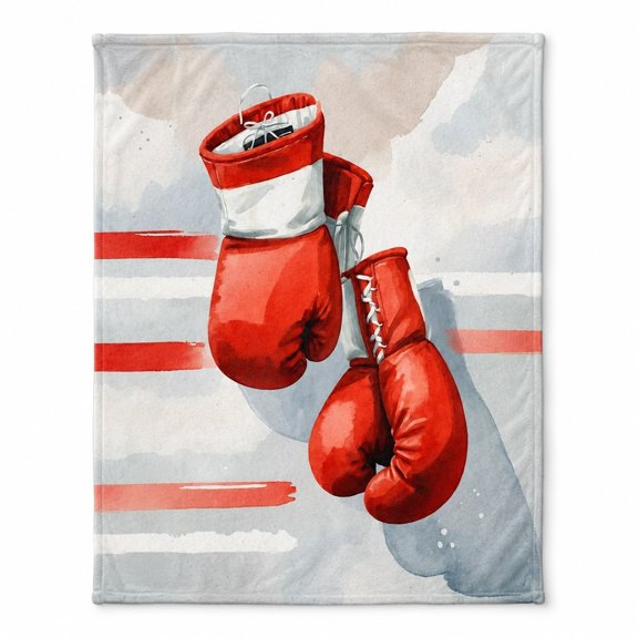 Boxing Theme Fleece Throw Blanket, 280gsm Polyester Sports Decor