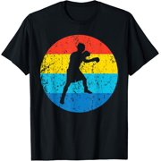 Boxing Vintage Boxer Retro 1970s Style Circle T-Shirt men and women can wear, black, white, gifts