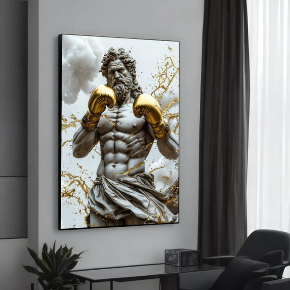 Boxing Zeus Mythical God Golden Gloves Design Decoration Poster ...