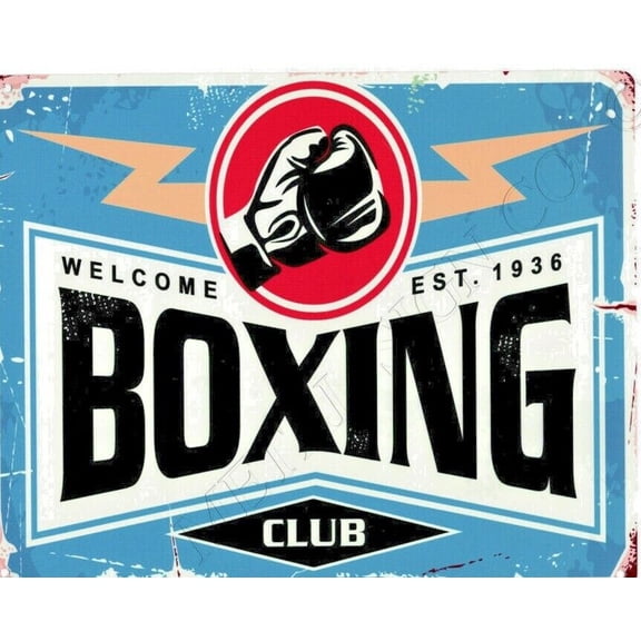 Boxing club metal wall sign games room garage art pub bar shed shop sport Size: 16 x 12 Inch
