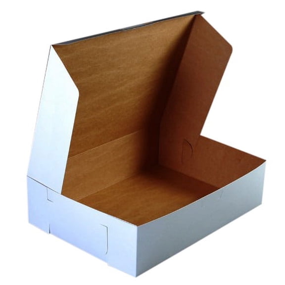 Boxit Corporation Lock Corner 1-Piece Half Sheet Bakery Box White Outside and Kraft Inside, 19" Length x 14" Width x 4.5" Depth, Cardboard | 50/Bundle